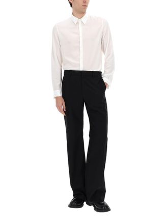 Gucci Mens Tailored Trousers Wool And Silk Black