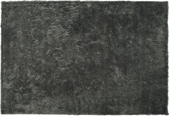 Beliani Alfombra Gris Oscuro 140 X 200 Cm Poli&eacute;ster Hecho A Mano Pelo Largo Evren