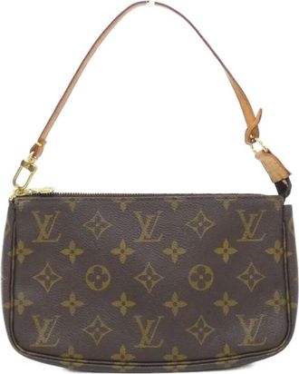 Louis Vuitton Monogram Marron Coated Canvas Pouch (Pre-Owned)