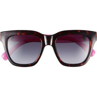 Kurt Geiger 53mm Square Sunglasses in Havana/Fuchsia Crystal Temple at Nordstrom Rack