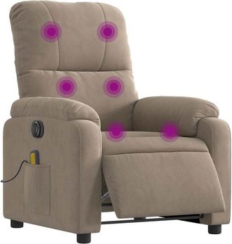 vidaXL Vidaxl - Poltrona Reclinabile Massaggiante Elettrica Tortora Microfibra