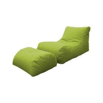 Talamo Italia Dmora Chaise Longue De Salon Moderne, Made In Italy, Fauteuil Avec Repose-pieds En Nylon, Pouf Rembourr&eacute; Pour Chambre, 120x80h60 Cm, Couleur Verte