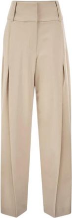 Sportmax Wijde broek - Dames - Wijde Broeken - Beige - XS - Broeken