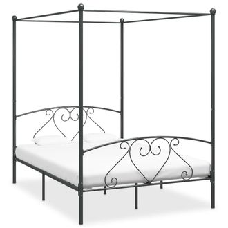Berkfield Home Canopy Bed Frame Grey Metal 160x200 cm