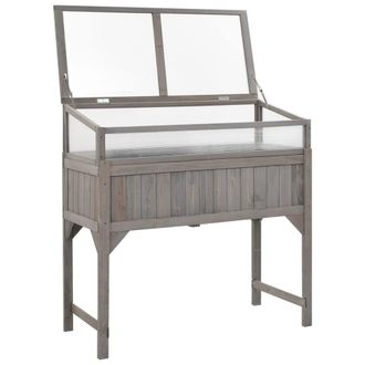 Berkfield Home Raised Bed with Greenhouse 110x54x120 cm Solid Fir Wood in Grey | Size: 110 x 54 x 120 cm