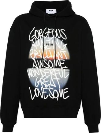 Msgm Heren hoodies zwart katoenen sweatshirts - Heren - Hoodies - Zwart - M - Katoen - Hoodies & sweatvesten