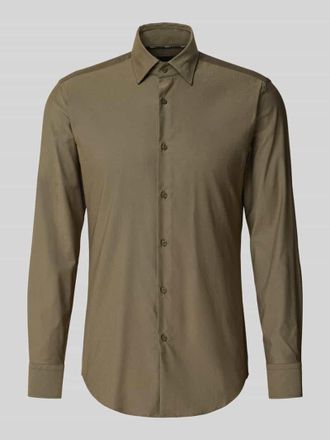 HUGO BOSS Slim Fit Businesshemd aus Twill Modell HANK in Oliv, Gr&ouml;&szlig;e 40