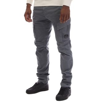 C.P. Company Mens Stretch Sateen Lens Cargo Pants in Grey Cotton - Size X-Large