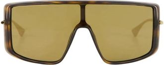 Alexander McQueen Havana T-Bar Visor Zonnebril - Heren - Zonnebrillen - Bruin - ONE Size - Accessoires