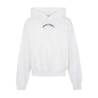 Palm Angels Hoodies, male, White, Size: XS White Logo Print Sweater