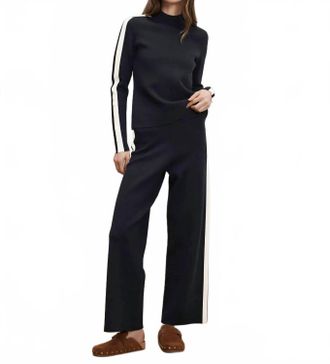 Veronica Beard Jenkins Knit Wide Leg Pant In Navy
