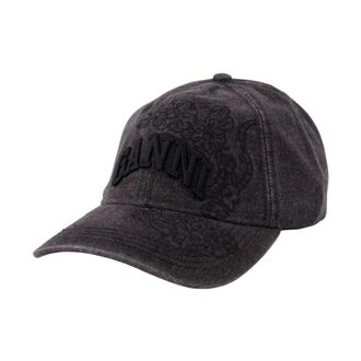Ganni Geborduurde Baseball Cap met Logo - Dames - Petten - Grijs - ONE Size - Katoen - Accessoires