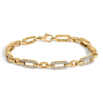 House of Brilliance Gold Vermeil 1/6 Cttw Diamond Paperclip Link Bracelet