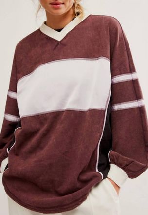 Free People Rugby Ready Layer Top In Dark Espresso Combo