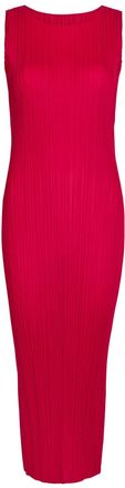 Pleats Please Issey Miyake Pleated Woven Midi Dress - Red - 3