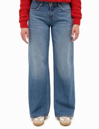 Mustang Weite Jeans MUSTANG Damen Style Medley Wide Leg, Damen, Gr. 26, L&auml;nge 30, blau (671 mittelblau), Denim/Jeans, 79% Baumwolle, 11% Modal, 10% Lyocell, u
