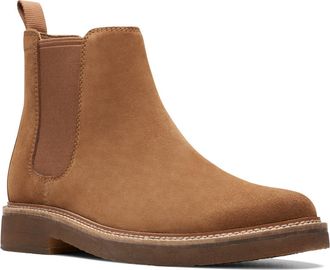 Clarks Mens Clarkdale Easy Chelsea Boot, Cognac Suede, 9 UK