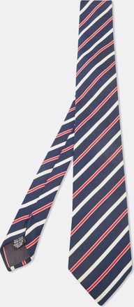 HUGO BOSS Boss By Hugo Boss Navy Blue Diagonal Striped Silk Tie