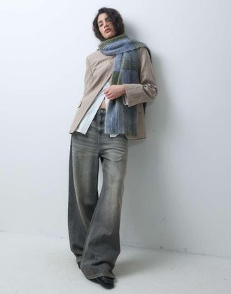 & Other Stories sciarpa in mohair premium a quadri blu e verdi