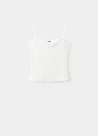 Mango Pink embroidered cotton top bianco - Donna - XS - MANGO