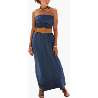 Lascana Womens Bandeau Maxi Dress in Navy at Nordstrom, Size 10