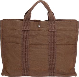 Herm&egrave;s Her Line Brown Polyester Tote Bag (Pre-Owned)