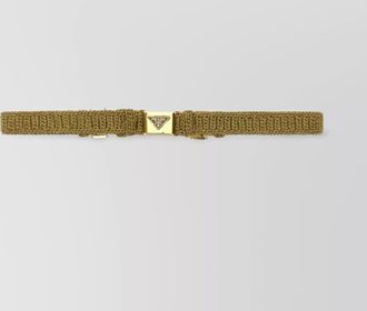 Prada raffia belt hardware gold-tone
