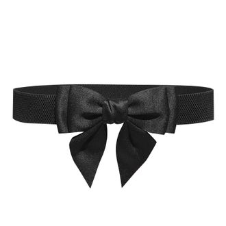 Generic Women Bow Elastic Cinch Belt Vintage Stretchy Wide Waist Belt for Dresses Birthday Gifts