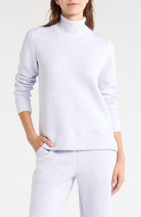 Lord & Taylor Dreamweave Recycled Polyester Blend Mock Neck Sweatshirt in Htr Sweet Lavender at Nordstrom, Size X-Large