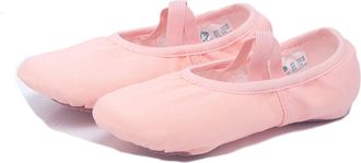 Generic Girls Canvas Ballet Shoes Canvas Ballet Slipper Gymnastic Dance Flat Cotton Ballerina Shoes with Crossing Elastic Straps for Toddlers Kids