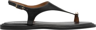 Tamaris Platte leren sandalen, versierde teen