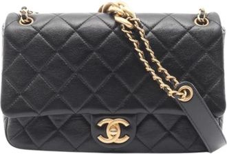 Chanel Pre-owned Vintage Flap Crossbody - Dames - Vintage Schoudertas - Zwart - ONE Size - Leer - Vintage