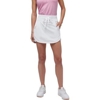 Travis Mathew Moveknit Skort Women White Tie-Waist Dolphin Hem Active DSGL809