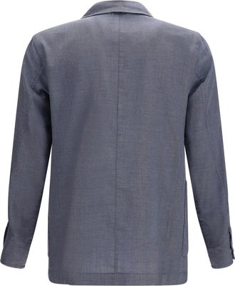 Finamore Mens Cotton And Silk Blend Jacket Solid Dark Grey
