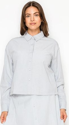 YAL New York Structured Blue Modest Shirt Blouse