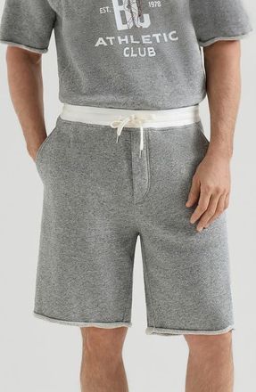 Brunello Cucinelli Cotton and linen m&eacute;lange French terry Bermuda shorts with logo in Grey at Nordstrom, Size Xxx-Large