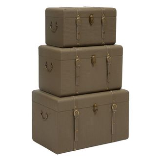 Atmosphera Lote De 3 Ba&uacute;les Rectangulares Bonie De Color Verde Caqui - Atmosphera Cr&eacute;ateur DInt&eacute;rieur