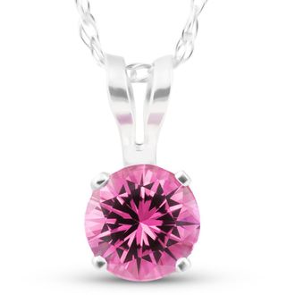 Pompeii3 Solitaire 1/2 ct Pink Sapphire Pendant 14k White Gold Womens 18 Necklace