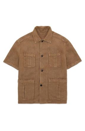 Fortela Bohem Linen Short Sleeve Shirt in Mou at Nordstrom, Size 50 Eu