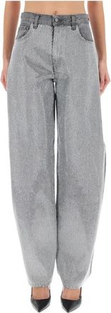 Haikure Wide Leg Geprinte Broek - Dames - Loose Fit Jeans - Grijs - W26 - Jeans