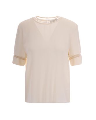 Fabiana Filippi Off White Solid Round Neck Top