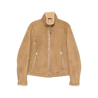 Tom Ford Jack met schapenvachtkraag van su&egrave;de - Heren - Leren en Su&egrave;de Jassen - Bruin - 3XL - Su&egrave;de - Jassen