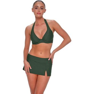 Sunsets Muse Halter Bikini Swimsuit Top - F Cup in Island Green at Nordstrom, Size 32