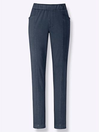 Casual Looks Schlupfjeans CASUAL LOOKS, Damen, Gr. 19, Kurzgr&ouml;ssen, dunkelblau, 97% Baumwolle, 3% Elasthan, unifarben, lang, Jeans Schlupfjeans