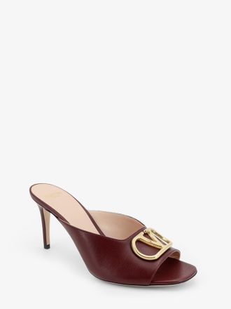 Valentino Garavani Womens Sandals Vlogo Signature Brown Leather