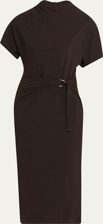 Brunello Cucinelli Wrap-Waist Midi Dress w/ Monili