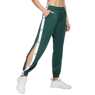 Generic Womens Tear Away Basketball Pants High Side Split Snap Buttons Casual Post-Surgery Open Bottom Jogger Sweatpants Athletic Track Pants Rip Off Warm Up 
