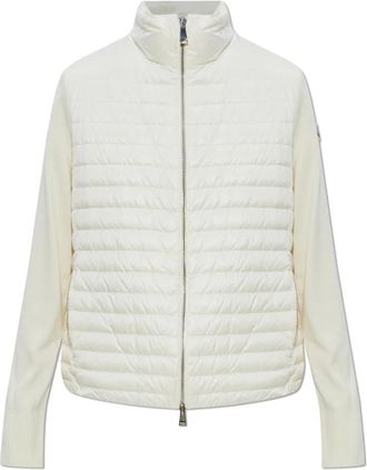 Moncler Turtleneck Cardigan met Donsvulling - Dames - Vesten - Beige - L - Wol - Truien & Vesten