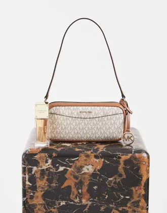 Michael Kors May - Borsa a tracolla color crema con monogramma e pochette-Bianco