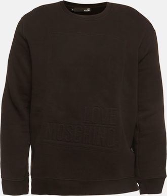 Love Moschino Black Knit Embossed Logo Full Sleeve Sweatshirt XL